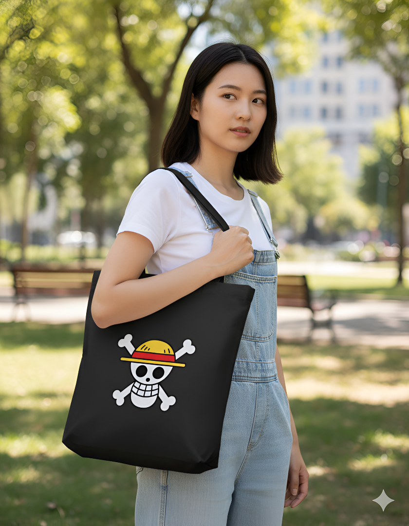 Straw hat jolly roger Tote Bag Zipper